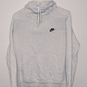 Nike funnel neck pull over light grey hoodie